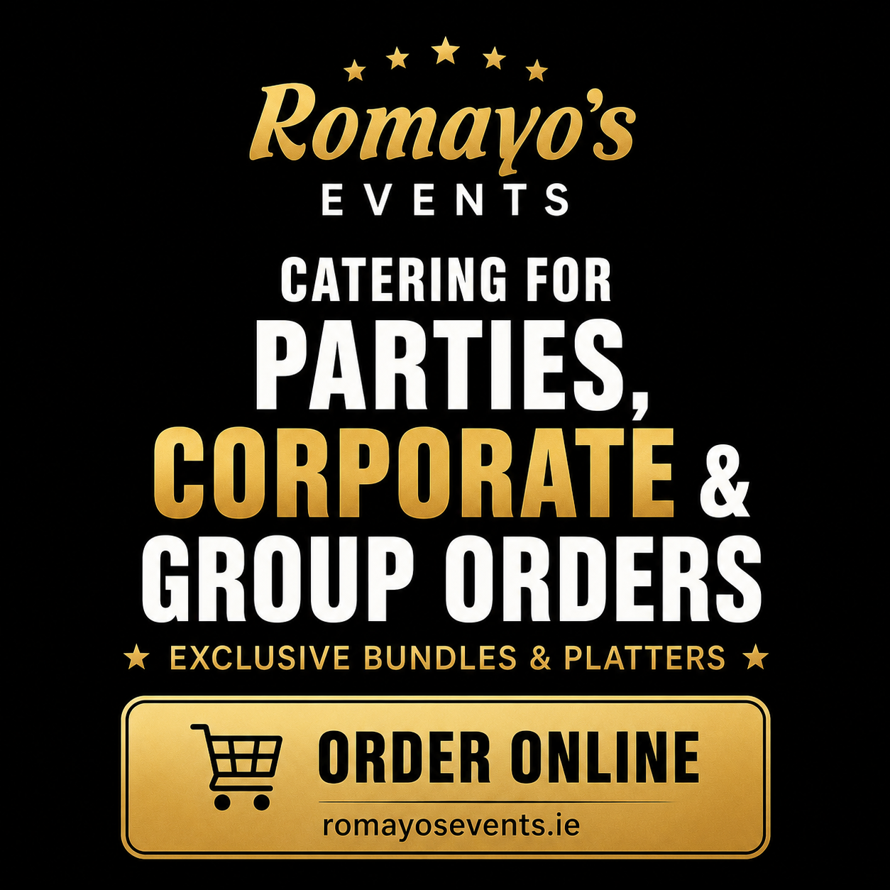 events catering for parties, corporate and group orders.
