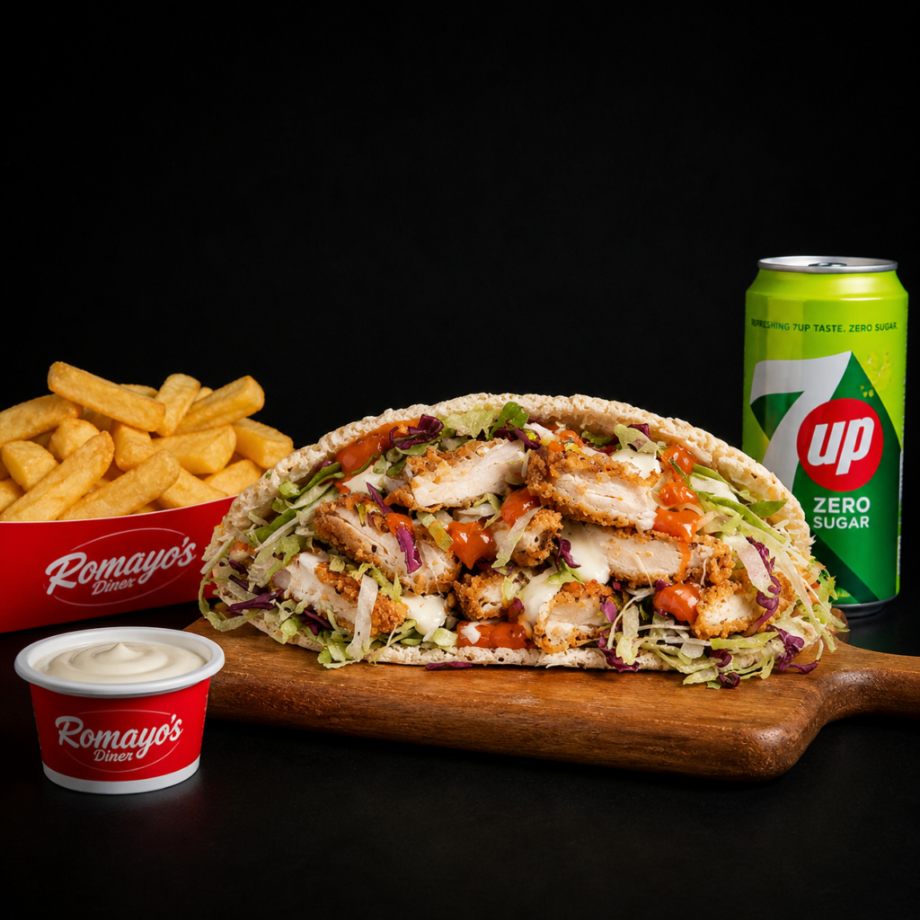 Home southern style chicken kebab meal