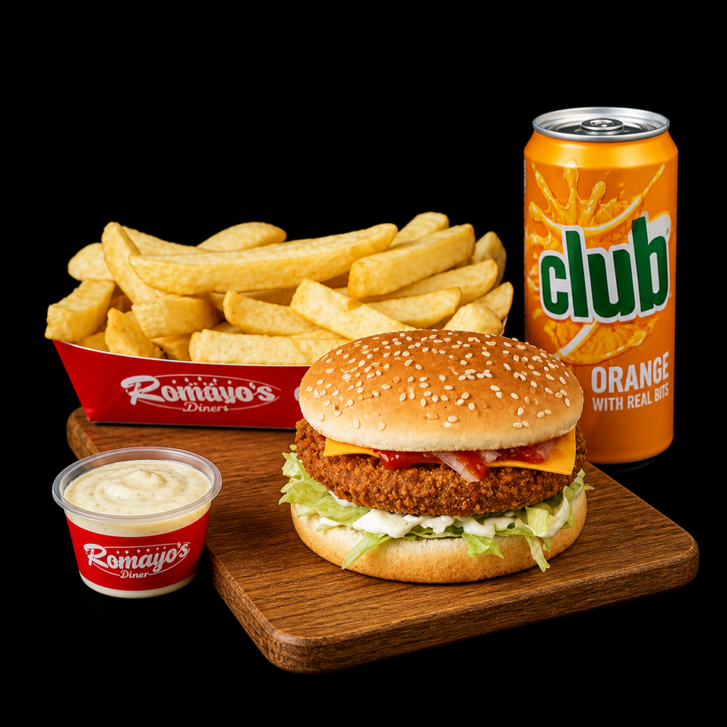 Home veg burger meal