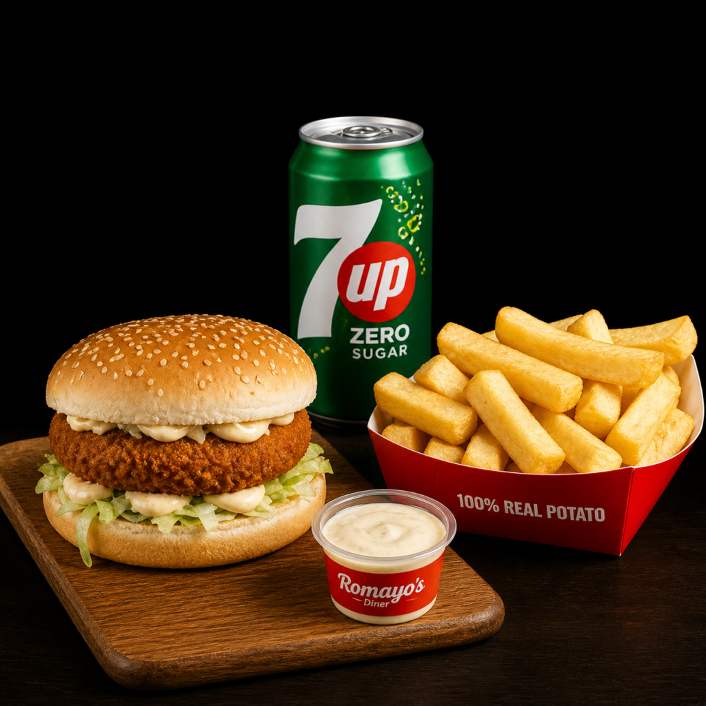 Home chicken burger meal