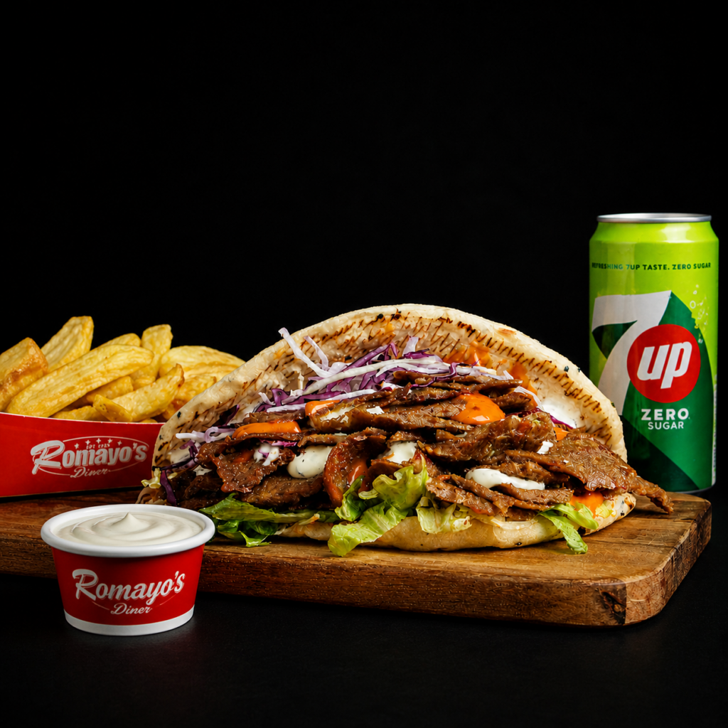 Home doner kebab meal
